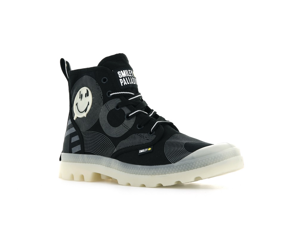 Botas Palladium PAMPA SMILEY GITD Hombre Gris Oscuro | Costa Rica-53670